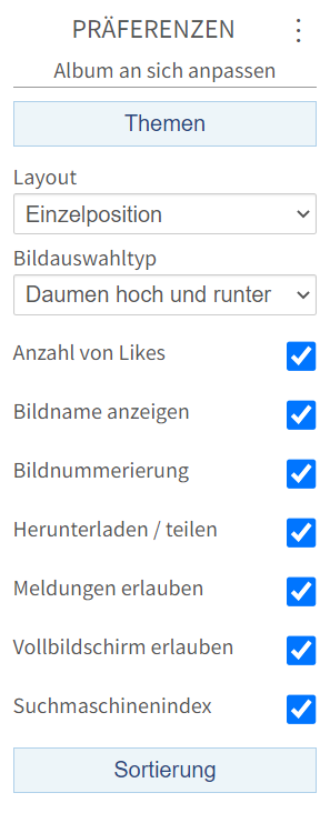 Albumeinstellungen