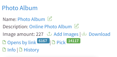 Boutons de menu de sélection de photos d'un album